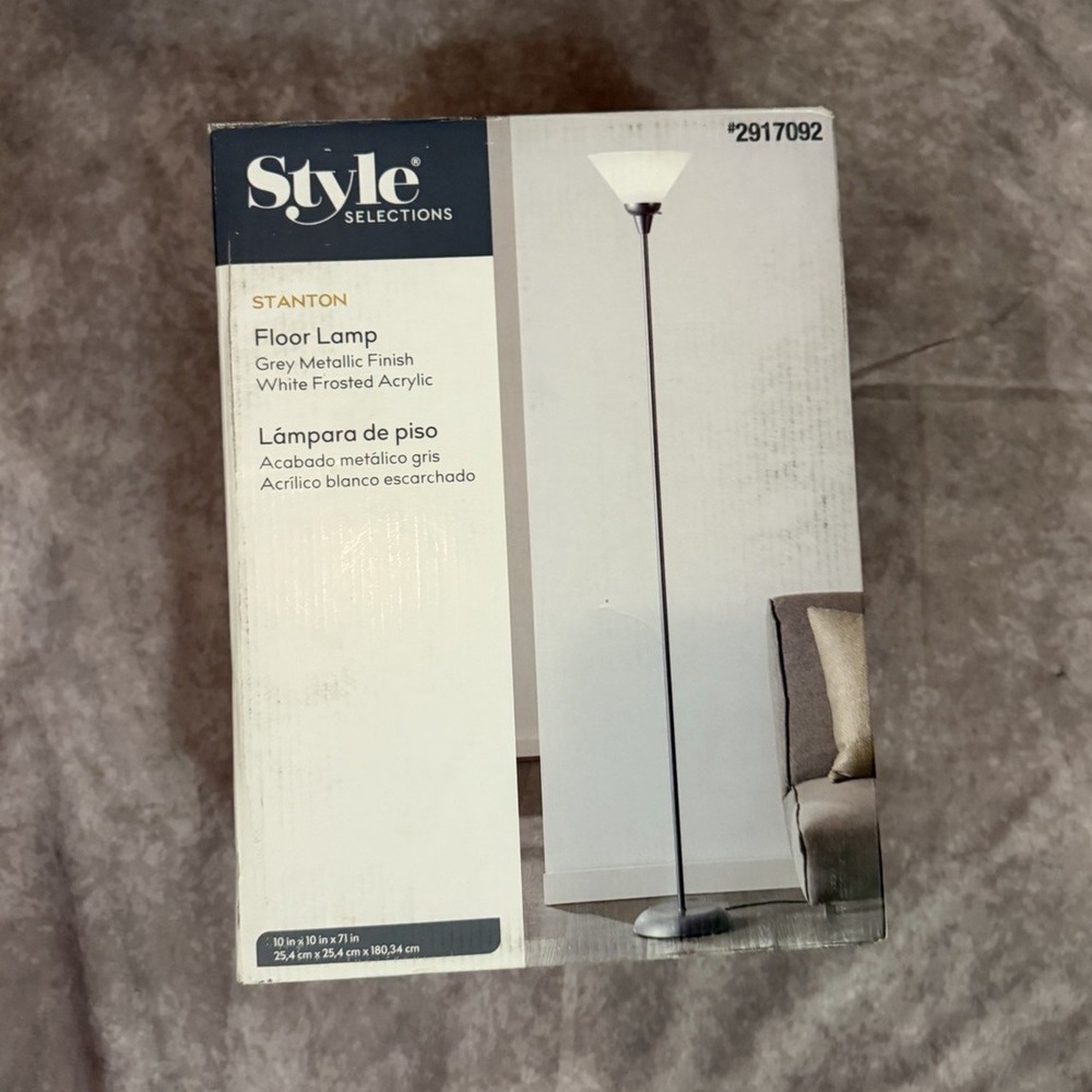 Style Selections Stanton Floor Lamp Metallic Gray White Acrylic Pull